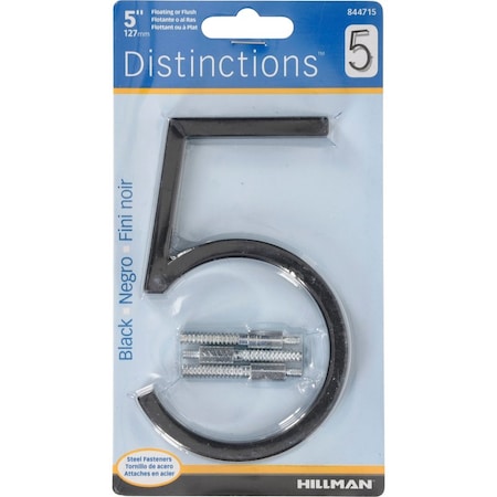 Distinctions 5 In. Black Steel Screw-On Number 5 1 Pc, 3PK